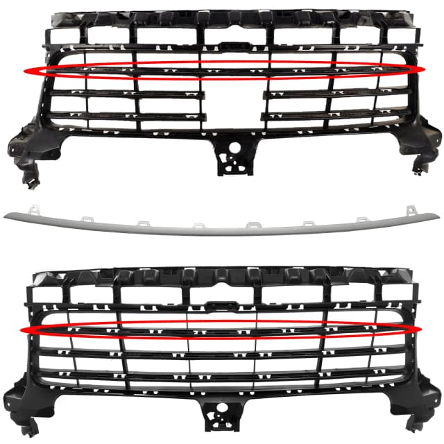 Listwa atrapy zderzaka Porsche Cayenne 9Y0 górna SREBRNA