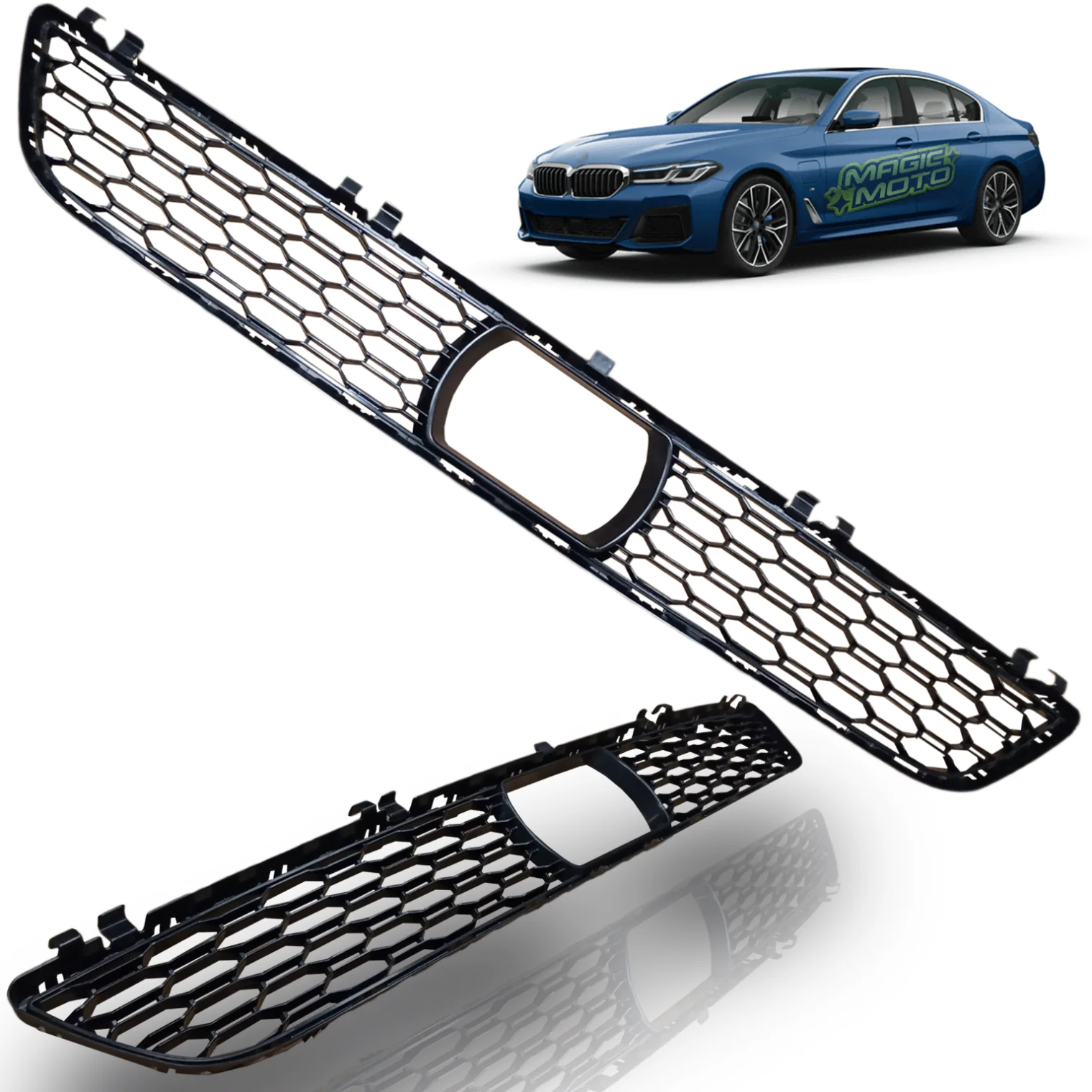 KRATKA ŚRODKOWA ZDERZAKA BMW SERII 5 G30 M-PAKIET 2017r+ NA RADAR (51118068338, 8068338)